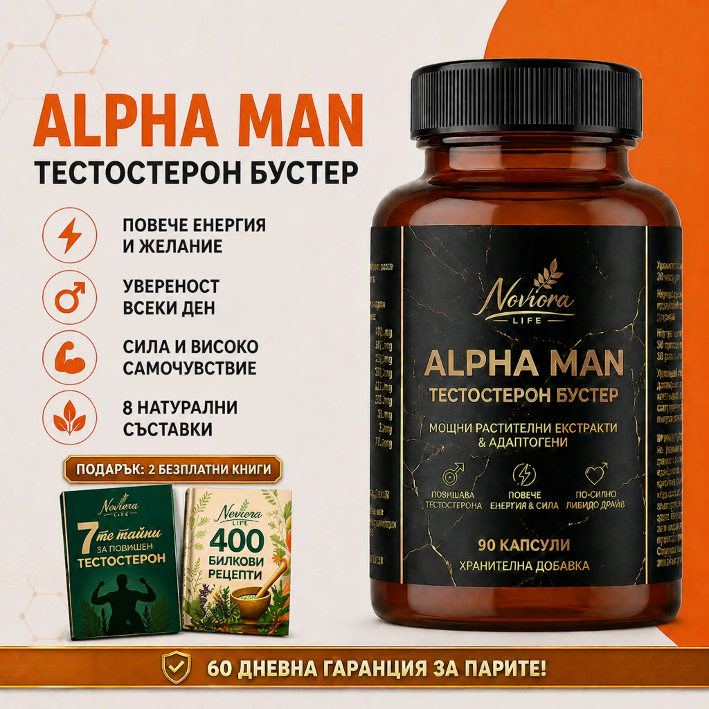 Alpha Man: Естествена Подкрепа за Енергия и Издръжливост - 90 Капсули