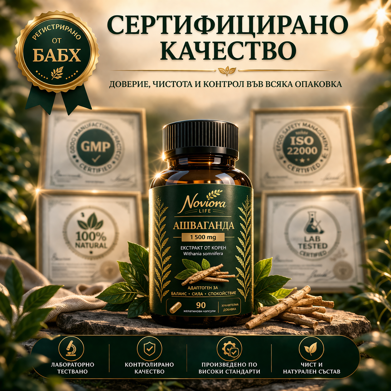 Noviora Life : Ашваганда 90 капсули