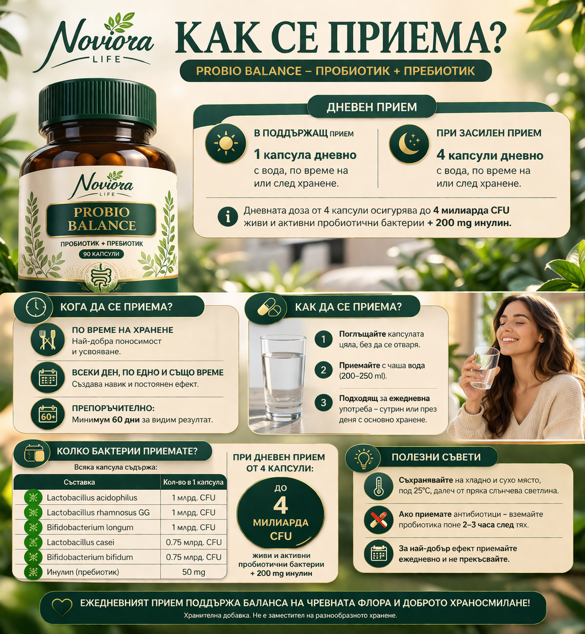 Noviora Life : Пробиотик + Пребиотик 90 капсули